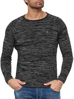 Redbridge Strickpullover für Herren Sweater Slim Fit Classic Structure Knit Melange Schwarz L von Redbridge