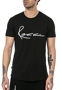 T-Shirt für Herren Kurzarm Baumwolle Rundhals Bestickt Schwarz L von Redbridge