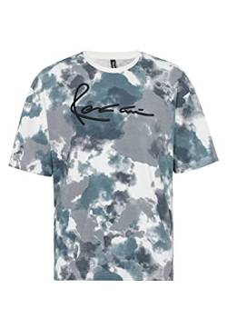 T-Shirt für Herren Oversize Kurzarm Baumwolle Rundhals Streetwear Batik Blau L von Redbridge