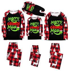 Reddomm Grinch Weihnachten Familie Pyjamas Weihnachtspyjama Familie Set Weihnachtsschlafanzüge Damen Herren Kinder Weihnachten Onesie Jumpsuit, Einteiler Schlafanzüge mit Kapuze von Reddomm