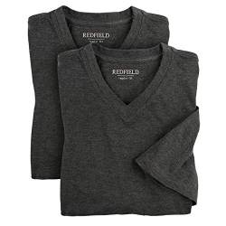 Redfield 2er-Pack XXL T-Shirts anthrazit Melange V-Neck, Größe:10XL von Redfield