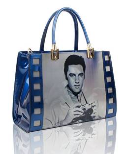 Einkaufstasche/Shopper für Damen, 3D-Effekt, Elvis Presley, Größe 29,5 x 35 x 12 cm Gr. L, Indigoblau von Redfox