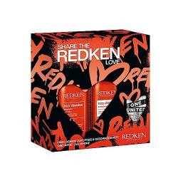 Redken Pflegeset mit Anti-Frizz-Effekt für widerspenstiges Haar, Frizz Dismiss Shampoo mit Babassu-Öl und Smoothing Komplex 300 ml, One United Multi-Benefit-Treatment mit Hitzeschutz 150 ml von Redken