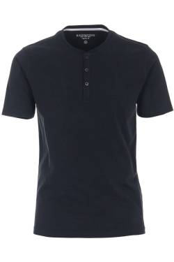 Redmond Casual Regular Fit T-Shirt Henleykragen dunkelblau, Einfarbig von Redmond