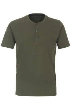 Redmond Casual Regular Fit T-Shirt Henleykragen oliv, Einfarbig von Redmond