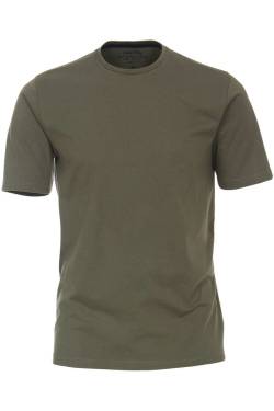 Redmond Casual Regular Fit T-Shirt Rundhals oliv, Einfarbig von Redmond