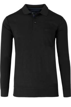 Redmond Regular Fit Longsleeve Poloshirt schwarz, Einfarbig von Redmond