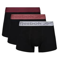 REEBOK Herren Calzoncillos Tipo Bóxer para Hombre En Color Negro de Algodón Con Elástico Texturizado, Paquete de 3 Boxershorts, Black, von Reebok