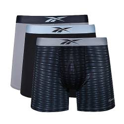 REEBOK Herren Calzoncillos Tipo Bóxer para Hombre En Negro/Estampado/Gris Con Cintura Estampada Y Regulador de La Humedad Boxershorts, Black/Black Print/Grey, L von Reebok