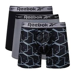 REEBOK Herren Calzoncillos de Hombre en Negro/Estampado/gris Boxershorts, Black/Black Print/Grey, von Reebok