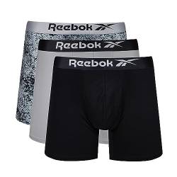 REEBOK Herren Calzoncillos de Hombre en Negro/Estampado/gris Boxershorts, Black/Black Print/Grey, von Reebok