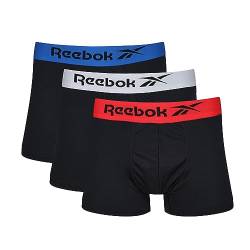 REEBOK Herren Calzoncillos de Hombre en Negro Boxershorts, Black/Blue/Grey/Red, von Reebok
