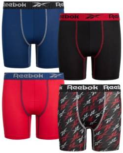 Reebok Boys? Underwear - Performance Boxer Briefs (4 Pack), Size Small, Red Print/Black/Navy von Reebok