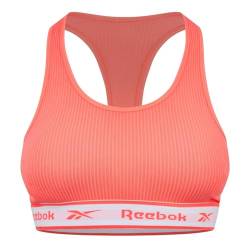 Reebok Damen Seamless Geripptes Crop Top in Orange | Unterwäsche-BH für Fitness mit geringer Belastung, mit herausnehmbaren Polstern und Feuchtigkeitsableitungstechnologie. von Reebok