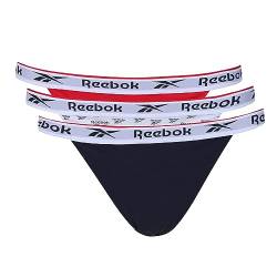 Reebok Damen Tanga-Slips in Navy/Print/Rot | Bequeme Baumwolle und Microfaser-Taillenbund Fitness-Unterwäsche - Packung mit 3 Stück von Reebok