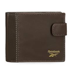 Reebok Division Horizontale Geldbörse mit Klickverschluss, Braun, 11 x 8,5 x 1 cm Leder, braun, Talla única, Horizontale Brieftasche mit Klickverschluss von Reebok