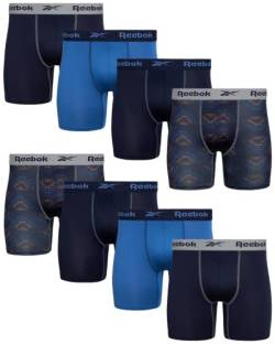 Reebok Herren Active Unterwäsche - Performance Boxershorts (4er-Pack), Blau/Marineblau, Medium von Reebok