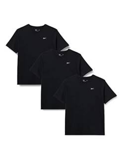 Reebok Herren Rundhalsausschnitt, Mehrfachpackung, Basic, Baumwollmischung, kurzärmlige T-Shirts Hemd, Schwarz, M von Reebok