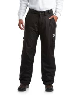 Reebok Herren Schneehose - Schwere, wasserdichte Snowboardhose mit Cargotaschen, Schneegamaschen - Skihose für Herren, M-XXL, Größe L, Schwarz von Reebok