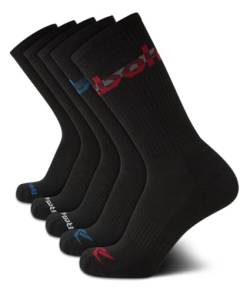 Reebok Herren Sportsocken – Komfortkissen Performance Crew Socken (5er-Pack), Pure Black, 37.5-46.5 EU von Reebok