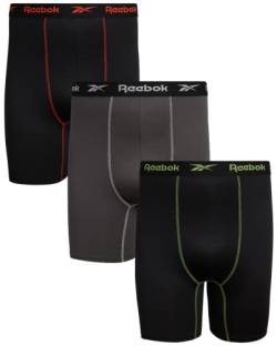 Reebok Herren Unterwäsche - Big & Tall Performance Boxershorts (3er Pack), Schwarz/Schwarz/Grau, XXX-Large von Reebok