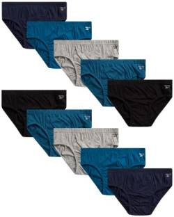 Reebok Herren Unterwäsche - Low Rise Slip mit Konturbeutel (10er-Pack), Blau/Hellgrau/Schwarz, X-Large von Reebok