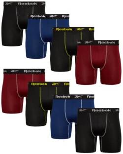 Reebok Herren Unterwäsche - Performance Boxershorts (8er-Pack), Größe L, Schwarz/Blau/Schwarz/Rot von Reebok