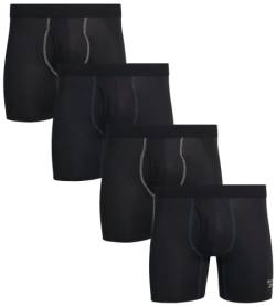 Reebok Herren Unterwäsche – Performance Boxershorts mit Fliegenbeutel (4er-Pack), Größe L, Schwarz/Schwarz/Schwarz/Schwarz/Schwarz/Schwarz von Reebok