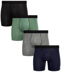 Reebok Herren Unterwäsche - Performance Boxershorts mit Fly Pouch (4er Pack), Größe XL, Schwarz/Grün/Grau/Blau, Schwarz/Grün/Grau/Blau, X-Large von Reebok