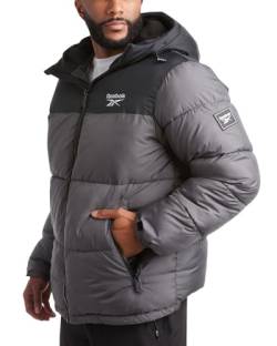 Reebok Herren Winterjacke - Schwerer gesteppter Puffer Parka Mantel - Wetterfeste Skijacke für Herren (36-48), Schwarz/Dunkelgrau, X-Large von Reebok