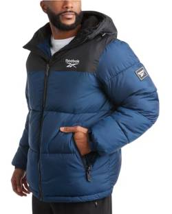 Reebok Herren Winterjacke - Schwerer gesteppter Puffer Parka Mantel - Wetterfeste Skijacke für Herren (36-48), Schwarz/Nothern Night, X-Large von Reebok