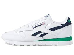 Reebok Klassischer Leder-Sneaker, Weiß/Vector Navy/Glen Green, 44.5/46 EU von Reebok
