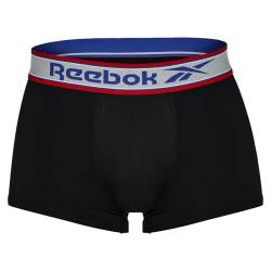 Reebok Men's Mens Sports Trunks with Moisture Wicking, Logo Branded Contrasting Waistband Boxer Shorts, Schwarz mit reinem Grau, M von Reebok