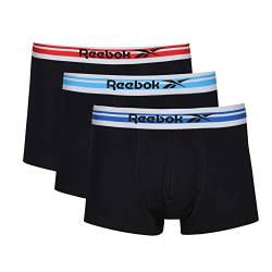 Reebok Men's Mens Super Soft Cotton Fabric in Black/Blue/Red Boxer Shorts, Schwarz/Blau/Aqua/Rot, L von Reebok