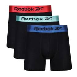 Reebok Men's Mens Super Soft Viscose from Bamboo Fabric Mix in Black Boxer Shorts, Schwarz/Vector Red/Blue/Classic Teal, S von Reebok