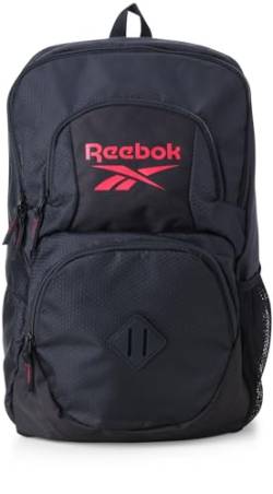 Reebok Rucksack – Sporttasche – leichtes Handgepäck für Wochenende und Übernachtung – lässiger Tagesrucksack für Reisen, Strand, Schwarz mit rotem Logo, Einheitsgröße, Reiserucksäcke von Reebok