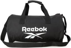 Reebok Seesack – Plyo Sports Gym Bag – Leichtes Handgepäck für Wochenende Übernachtung für Reisen, Strand, Yoga, Schwarz mit weißem Logo von Reebok