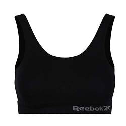 Reebok Women's Women’s Seamless Crop, Stretch Cotton Cropped Sports Top with Removable Pads – Black Training Bra, Blickdicht, Schwarz, L von Reebok