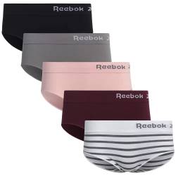 Reebok Womens Seamless Hipster Panties 5-Pack, Size Large, Grey/Pink/Black von Reebok