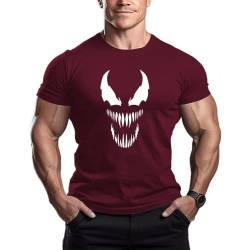 ReedCA Black Venom Herren Bodybuilding-T-Shirt, kurzärmelig, Fitness, Weinrot, XL von ReedCA