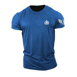 ReedCA Spartan Olive Branch – Muscle Athletic Workout Tee Top Gym Bodybuilding Shirts Fitness, Blau, L von ReedCA