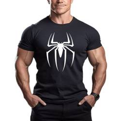 ReedCA Spider – Bodybuilding-T-Shirts für Herren, Fitnessstudio, Training, Top, modisch, Workout, Muskeln, kurzärmelig, Schwarz, Mittel von ReedCA
