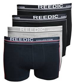 Reedic Herren Boxershorts, Baumwolle, 4er Pack, Größe X-Large (XL), Farbe je 1x dunkelblau, grau, schwarz, schwarz von Reedic