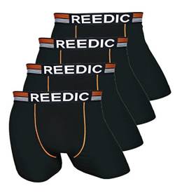 Reedic Herren Boxershorts, Baumwolle, 4er Pack, Größe X-Large (XL), Farbe je 4X schwarz-orange von Reedic