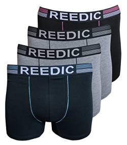 Reedic Herren Boxershorts, Baumwolle, 4er Pack, Größe XX-Large (2XL), Farbe je 1x dunkelblau, grau, grau, schwarz von Reedic