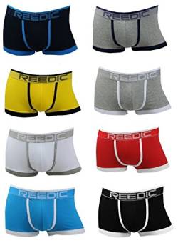 Reedic Herren Boxershorts Baumwolle 4er Pack zufälliger Farbmix, Größe XX-Large (2XL), Farbe je 4X Surprise Color Mix von Reedic