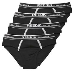 Reedic Herrenslip, Baumwolle, 4er Pack, Größe Medium (M), Farbe je 4X schwarz von Reedic