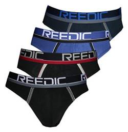 Reedic blickdichter Slip 4er Pack, Größe XX-Large (2XL), Farbe je 1x dunkelblau, blau, schwarz-rot, schwarz-Weiss von Reedic