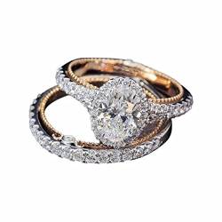 925 versilberter Roségold-Ring mit Diamantbesatz und Verlobungsring in Form eines Gänseeis Ringe 2 Set (Rose Gold, B) von Reepetty