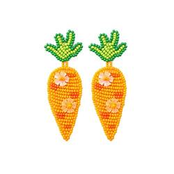 Damen Ohrring aus Edelstahl Ostern Retro-Stil kreative Accessoires Karotte Ohrringe Perlen handgewebte Ohr-Accessoires Regenbogenmondstein Ohrringe (Orange-G, One Size) von Reepetty